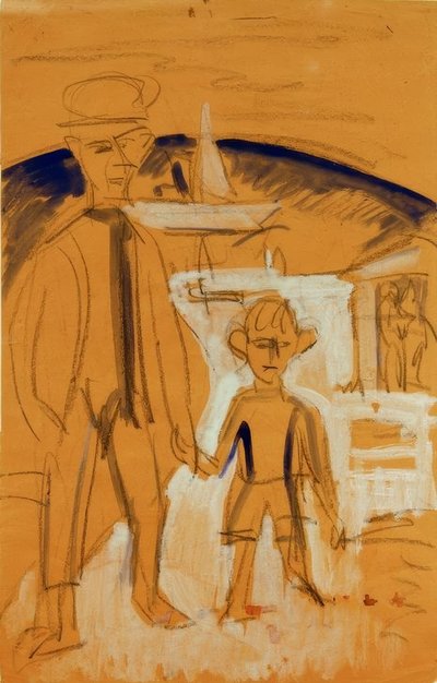 Fisherman with Boy in Hand by Ernst Ludwig Kirchner